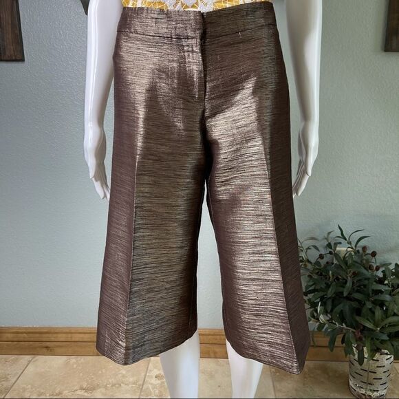 Cache Textured Bronze Capris Gaucho Pants Size 4 - Picture 12 of 12